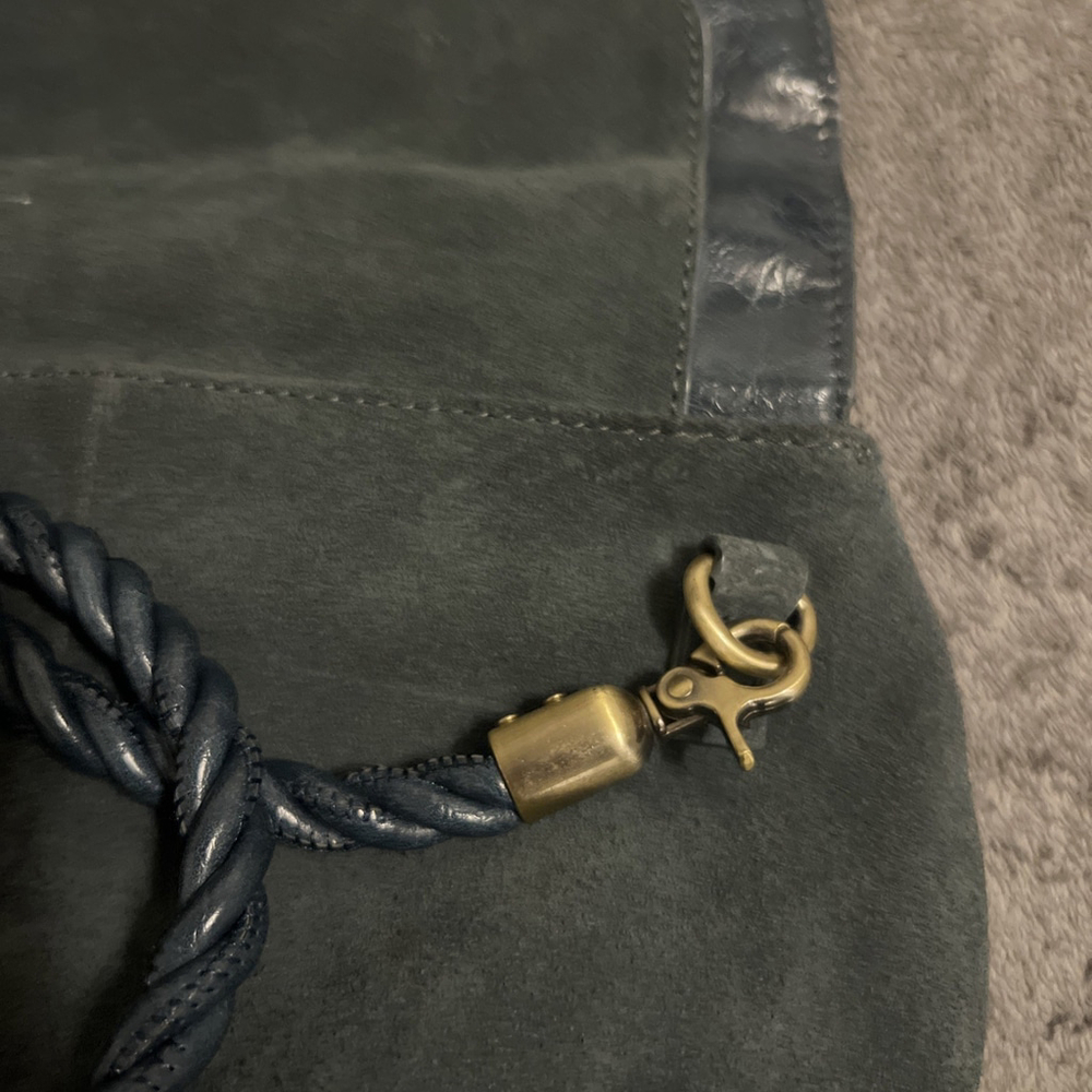 Anthropologie Suede Rope Strap Shoulder Bag | Slate Blue | Vintage Y2K Boho Bag - Picture 7 of 7